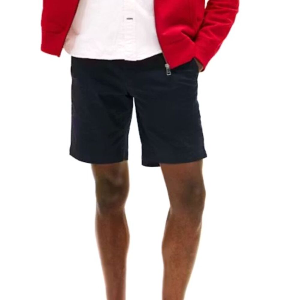 Tommy Hilfiger Men’s Navy Chino Shorts Size 34 Flat Front Cotton Casual Preppy